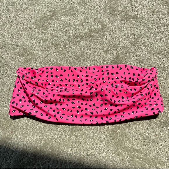 Women's Bandeau Bikini Top size Large in Pink Watermelon Seed Design - Picture 2 of 6